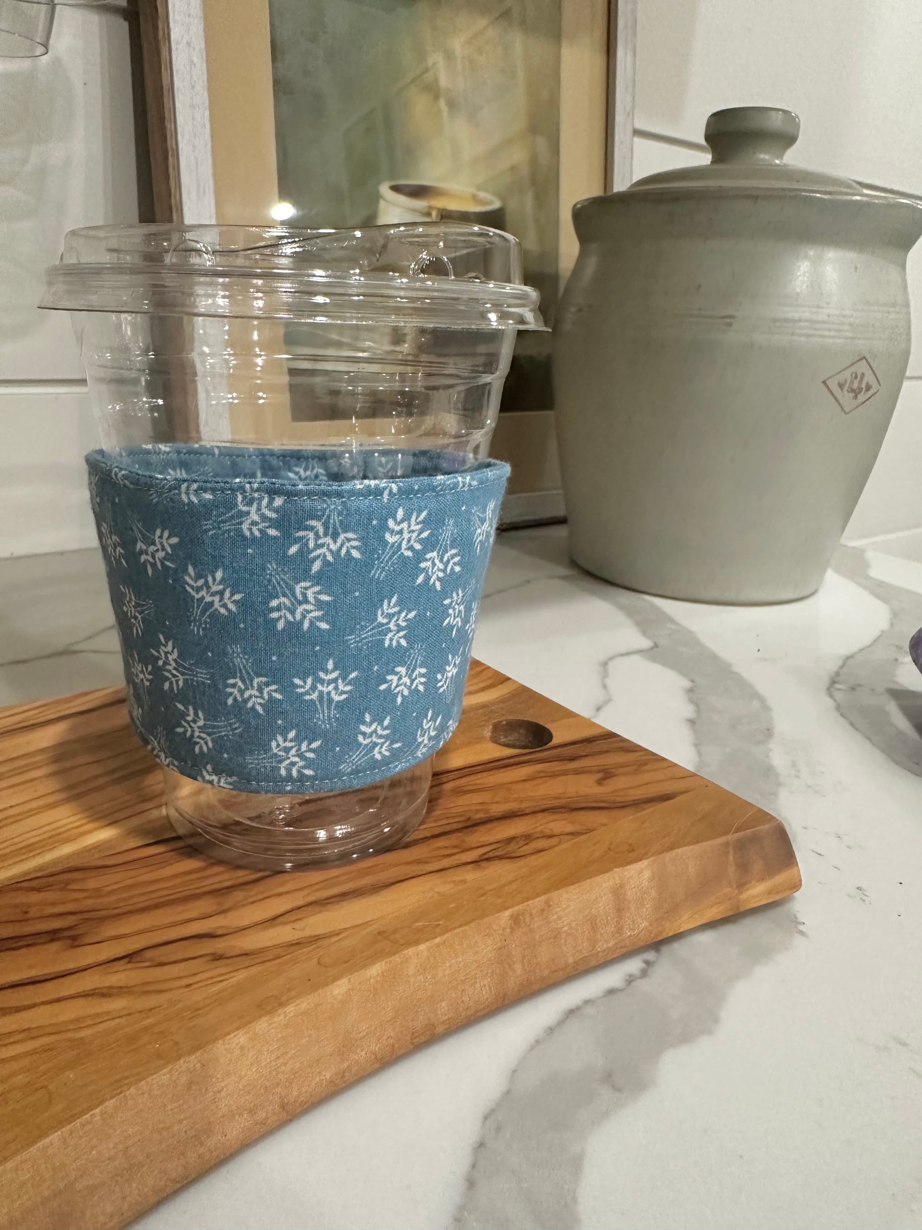 Blue Floral Insulated Cup Sleeve