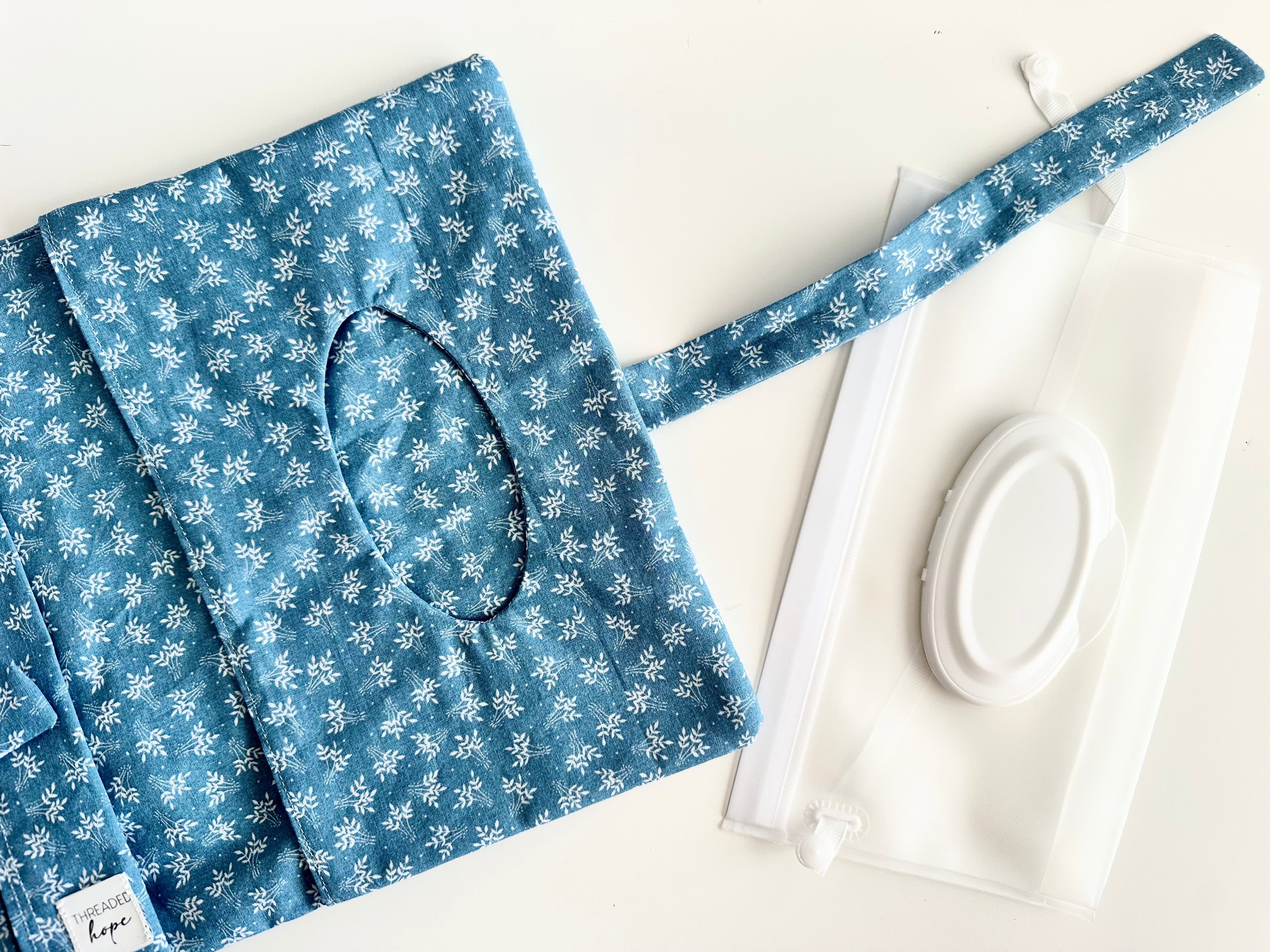 Blue Floral Cotton Diaper Clutch