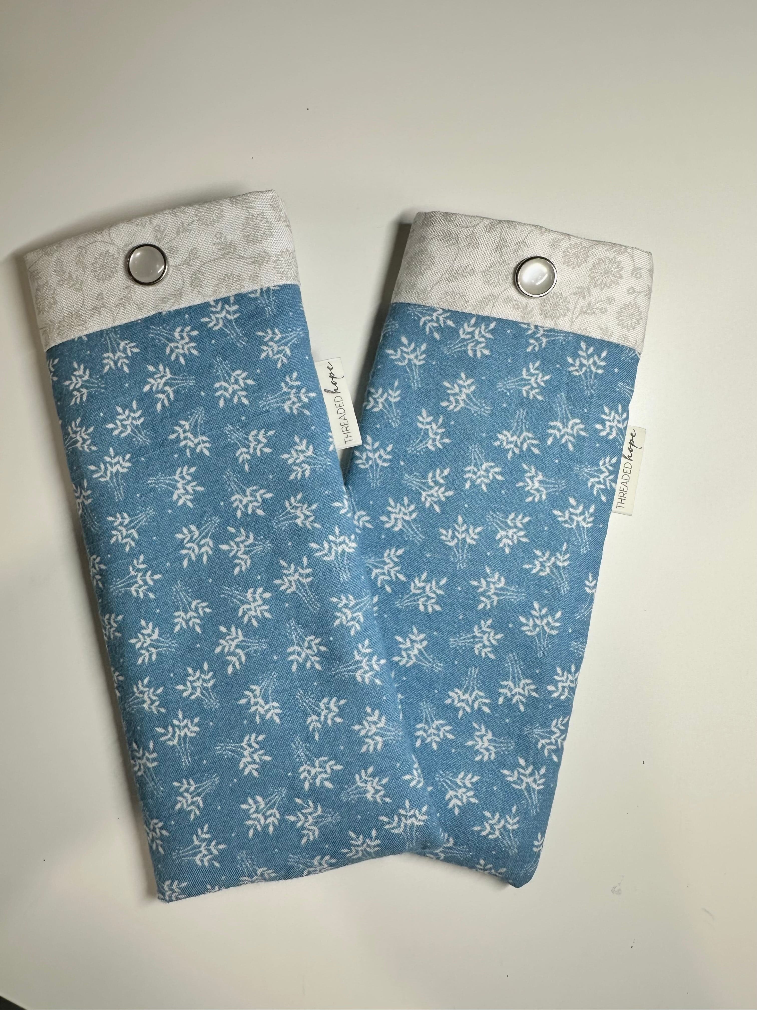Blue Floral Cotton Glasses Case with Snap Enclosure