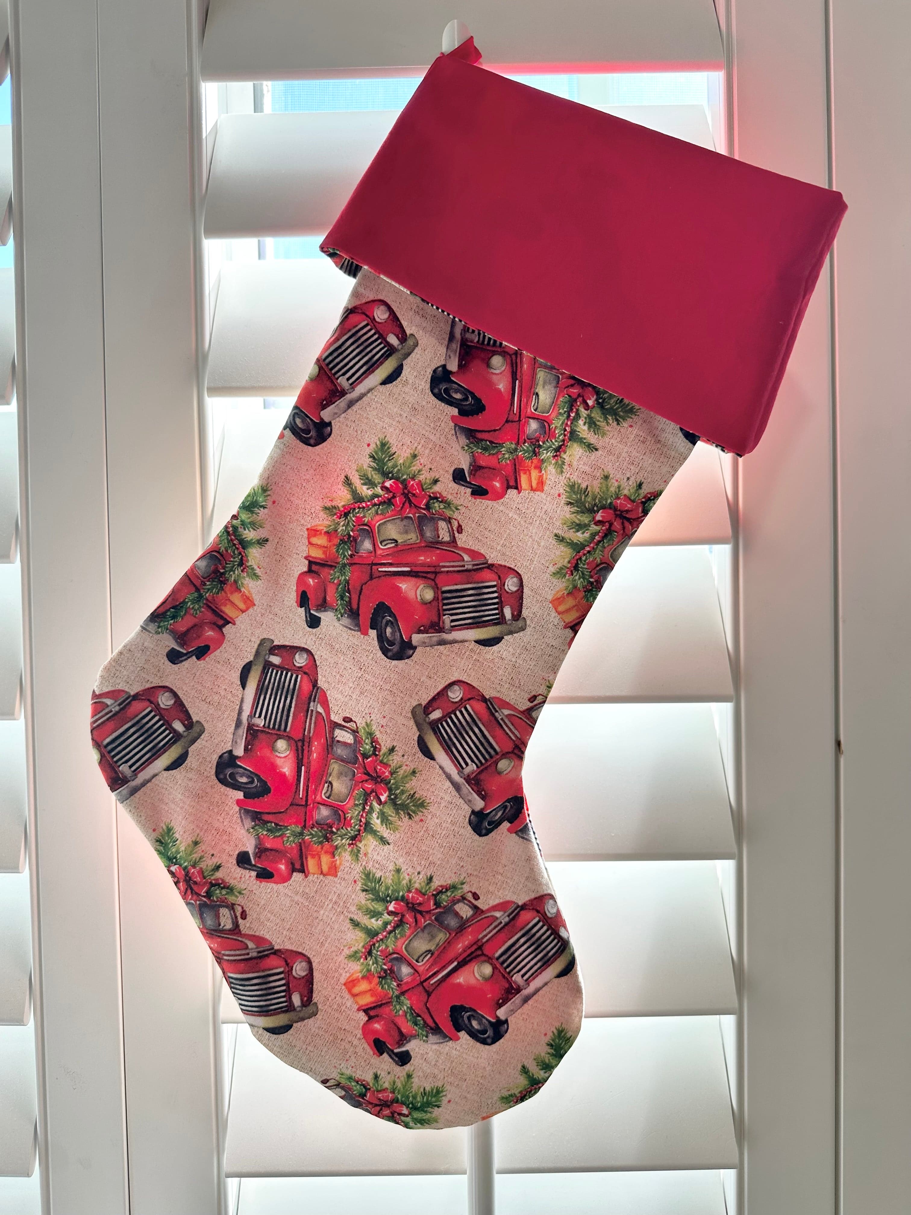 Christmas Trucks Cotton Stocking