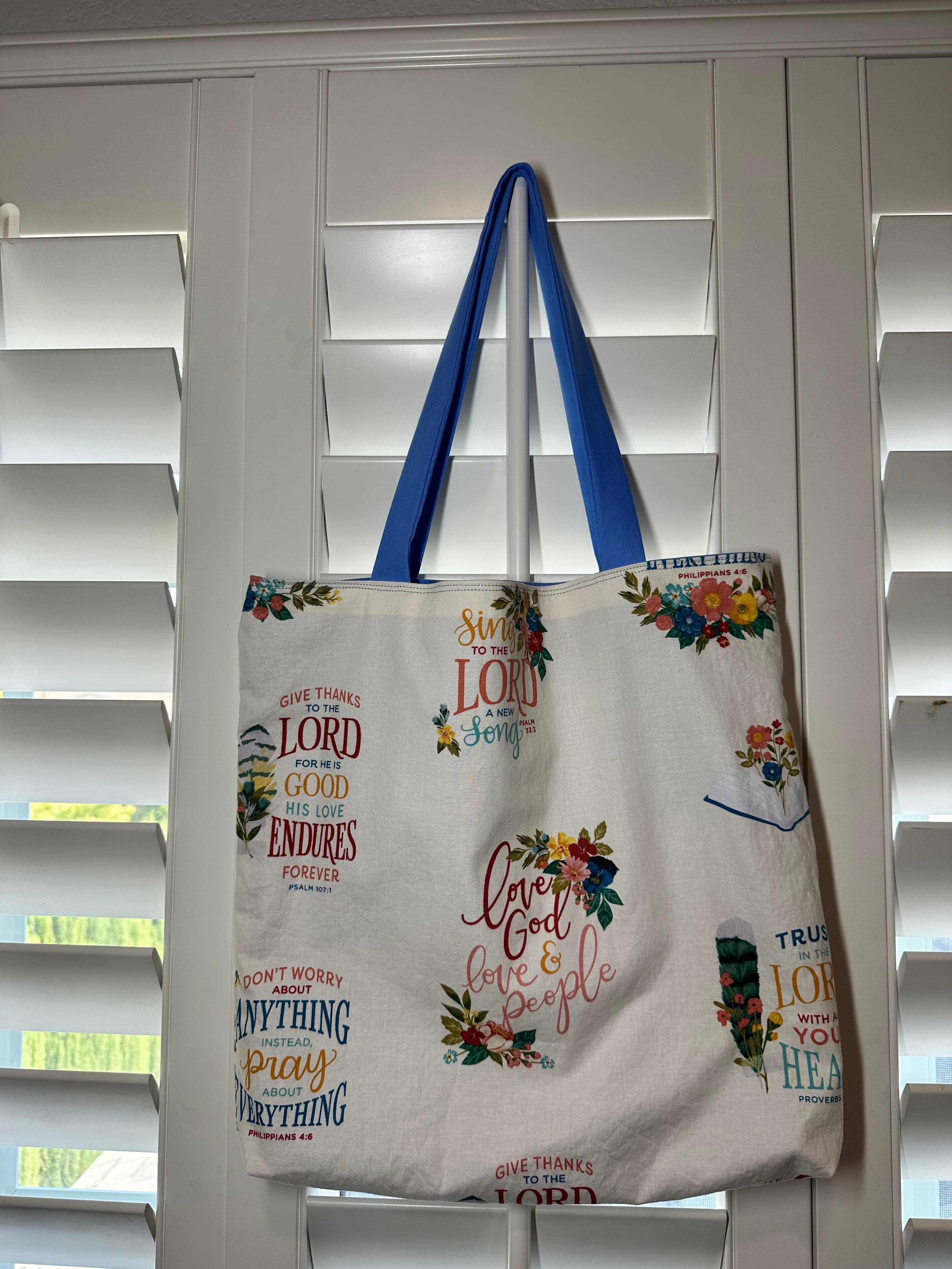 Cotton Tote Bag with Inspirational Bible Verses