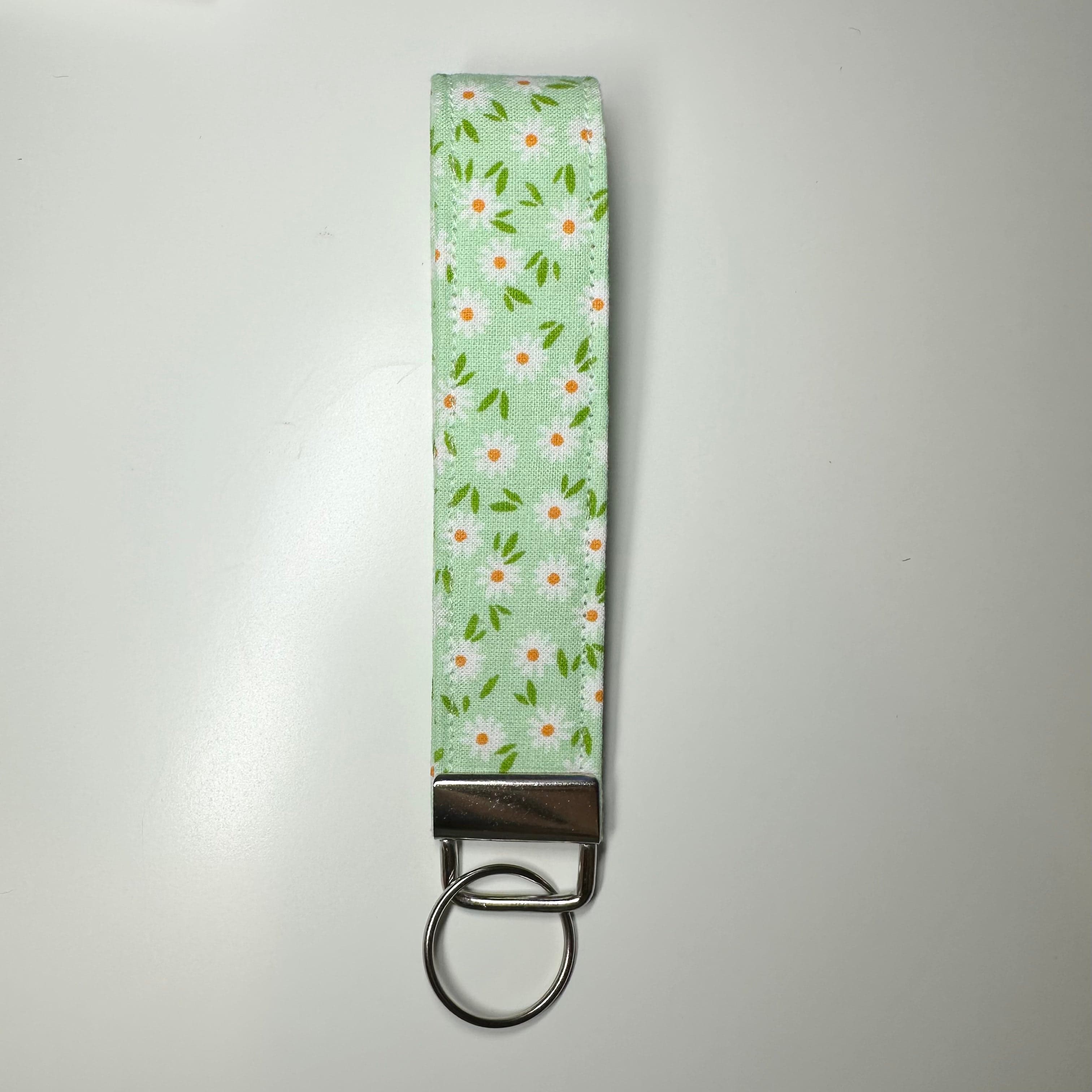 Green/White Floral Wristlet Keychain