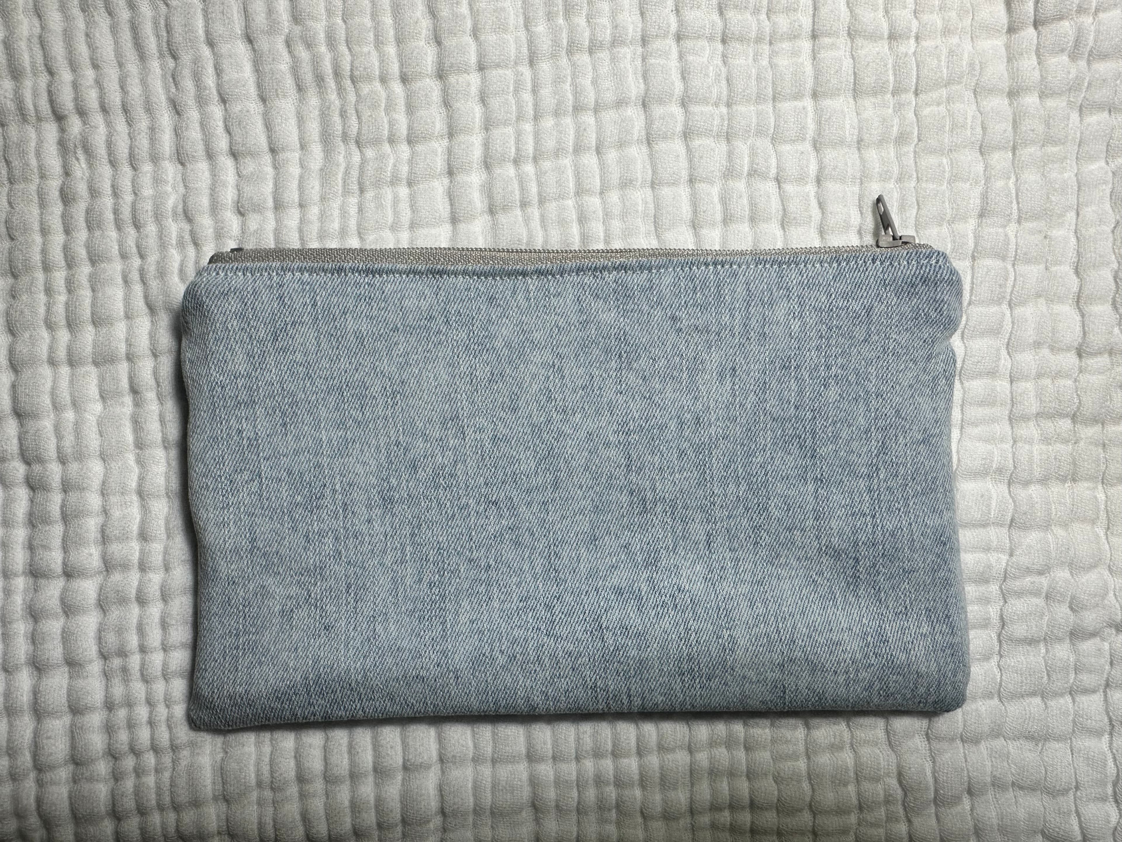 Light Blue Jean Zipper Pouch
