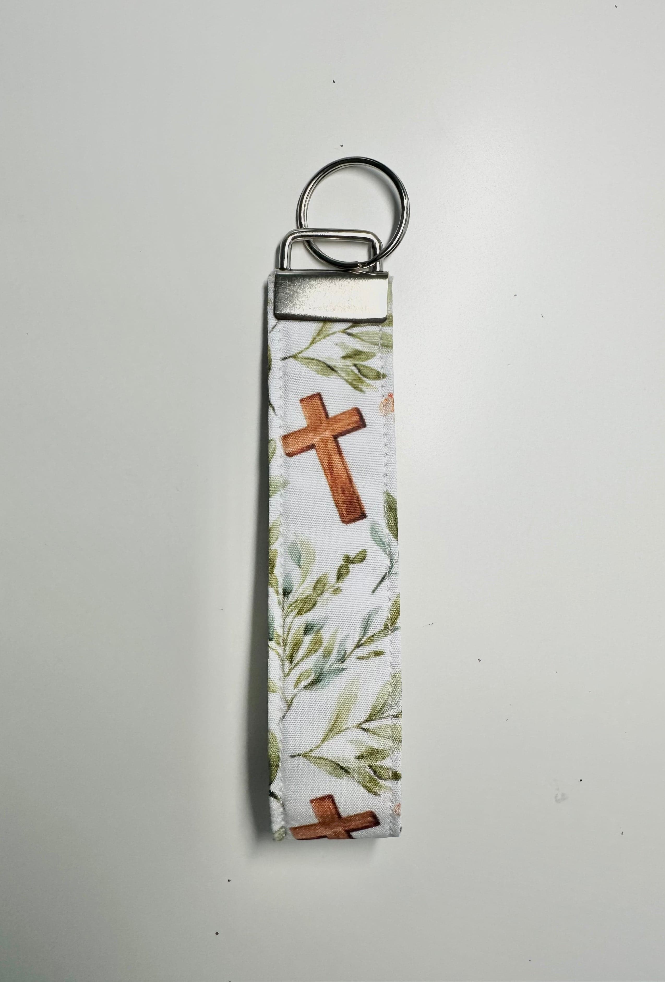 Olive branch & Cross Wrislet Keychain