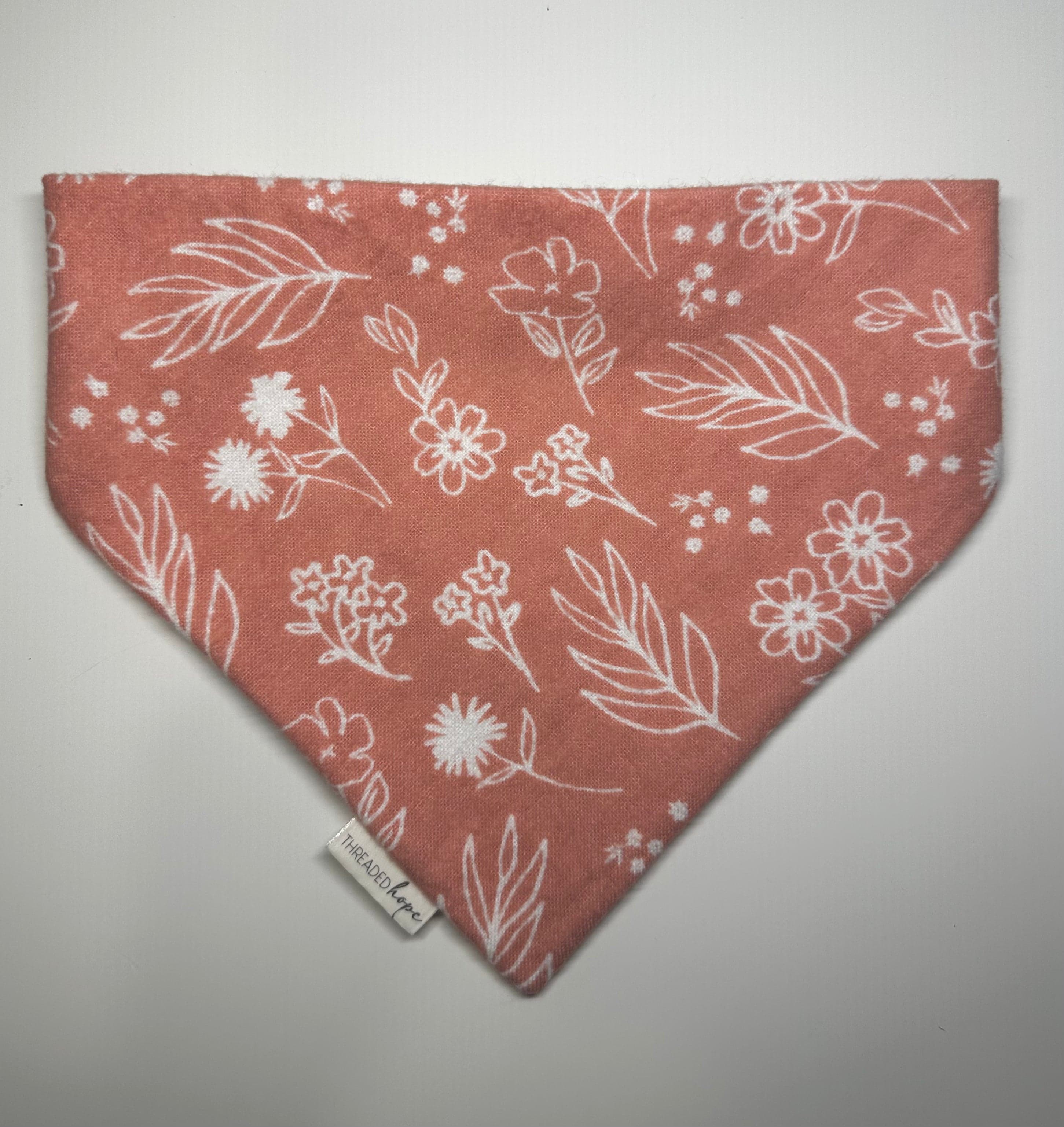 Pink Floral Flannel Scrunch Pet Bandana