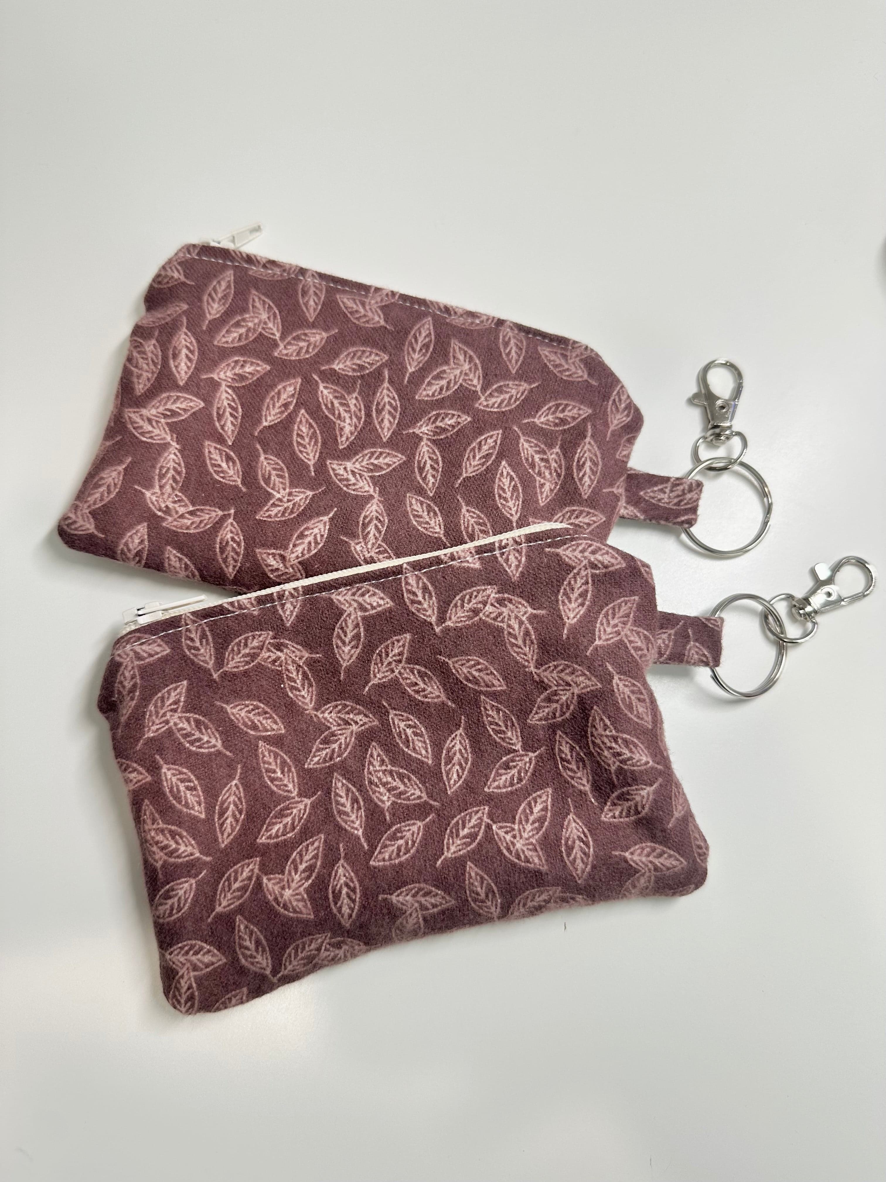 Purple Flannel Zipper Wallet Keychain
