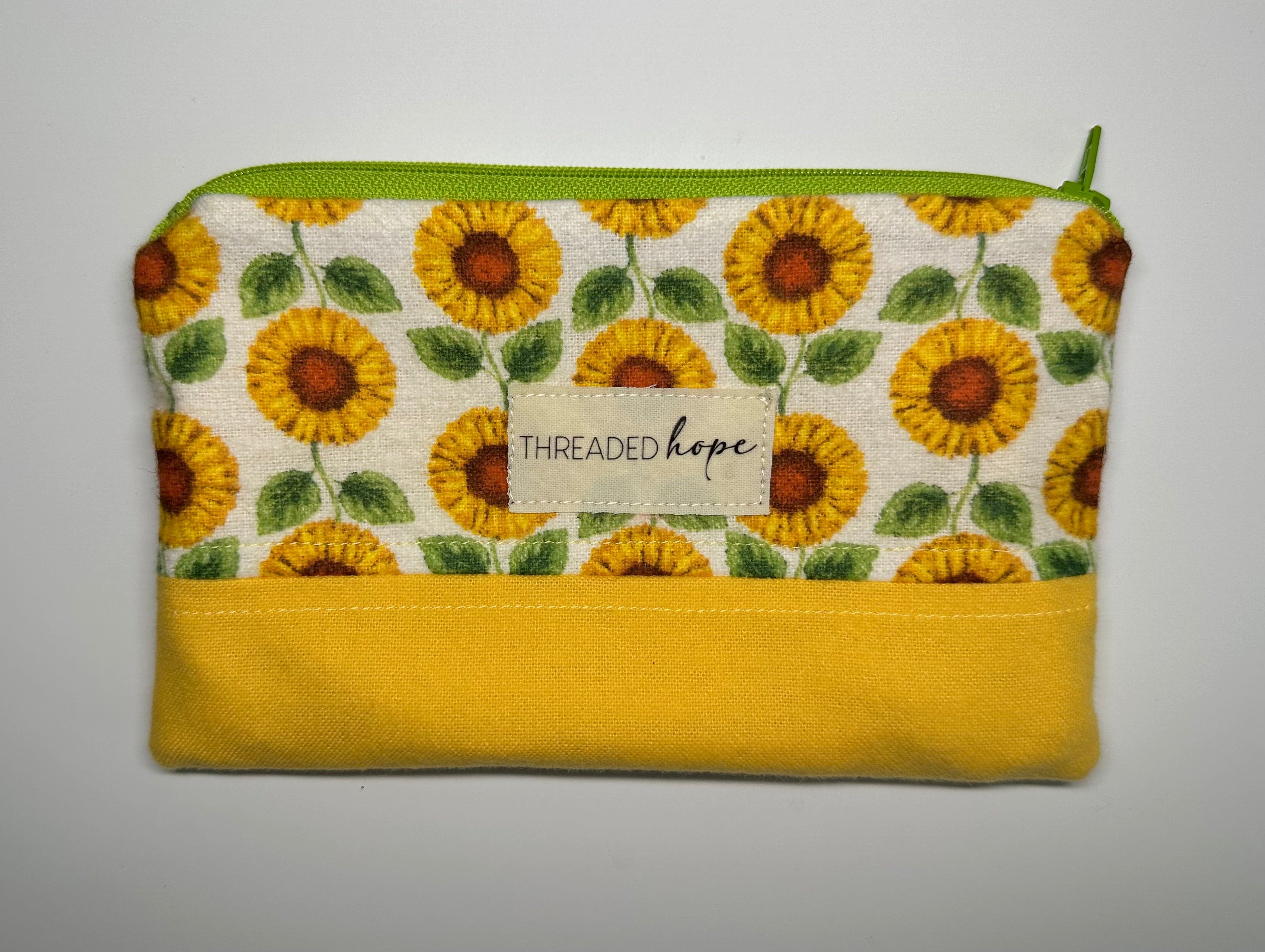 Sunflower Handmade Zipper Pouch (7” x 4”)
