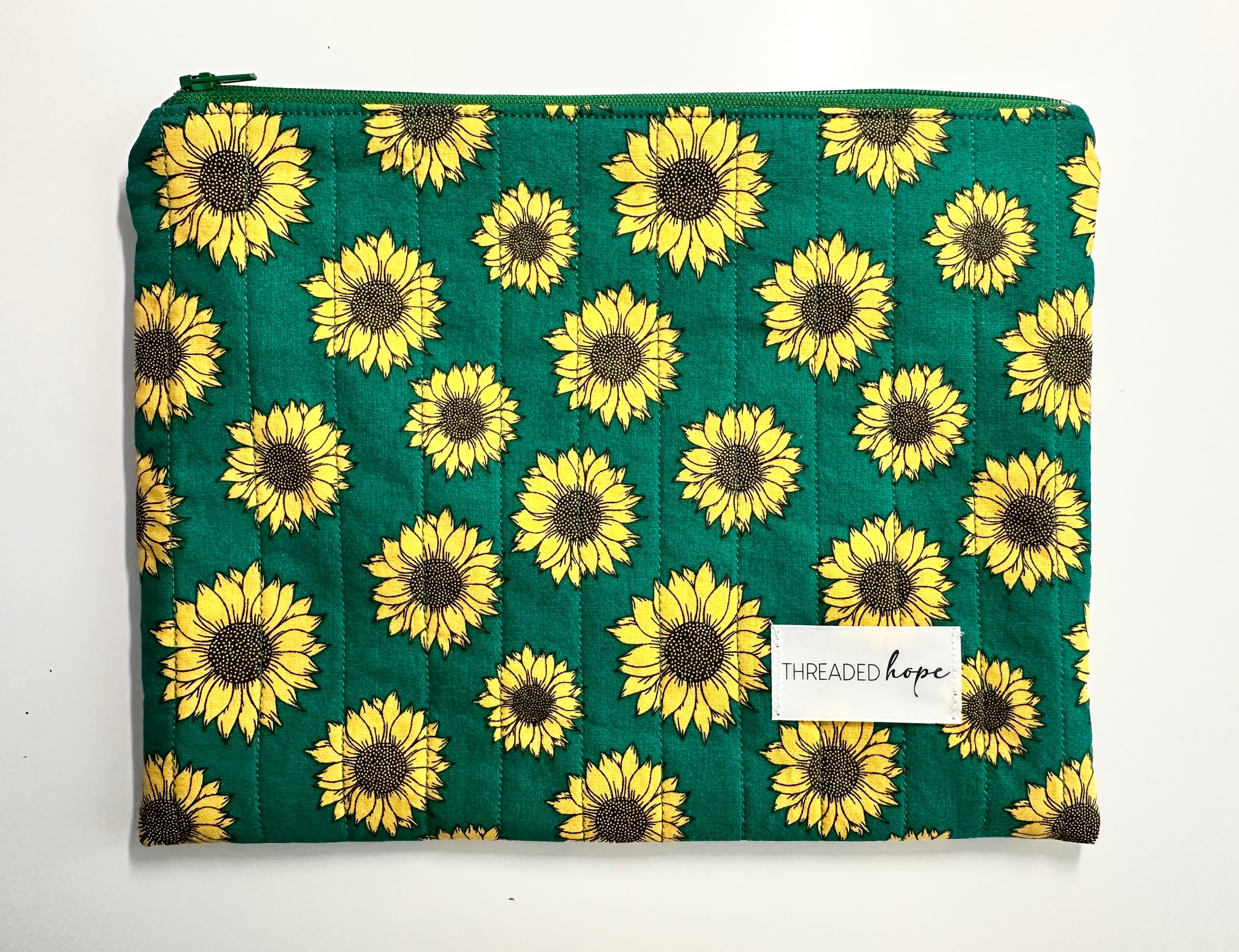 Sunflower Handmade Zipper Pouch-9.25”x7.5”