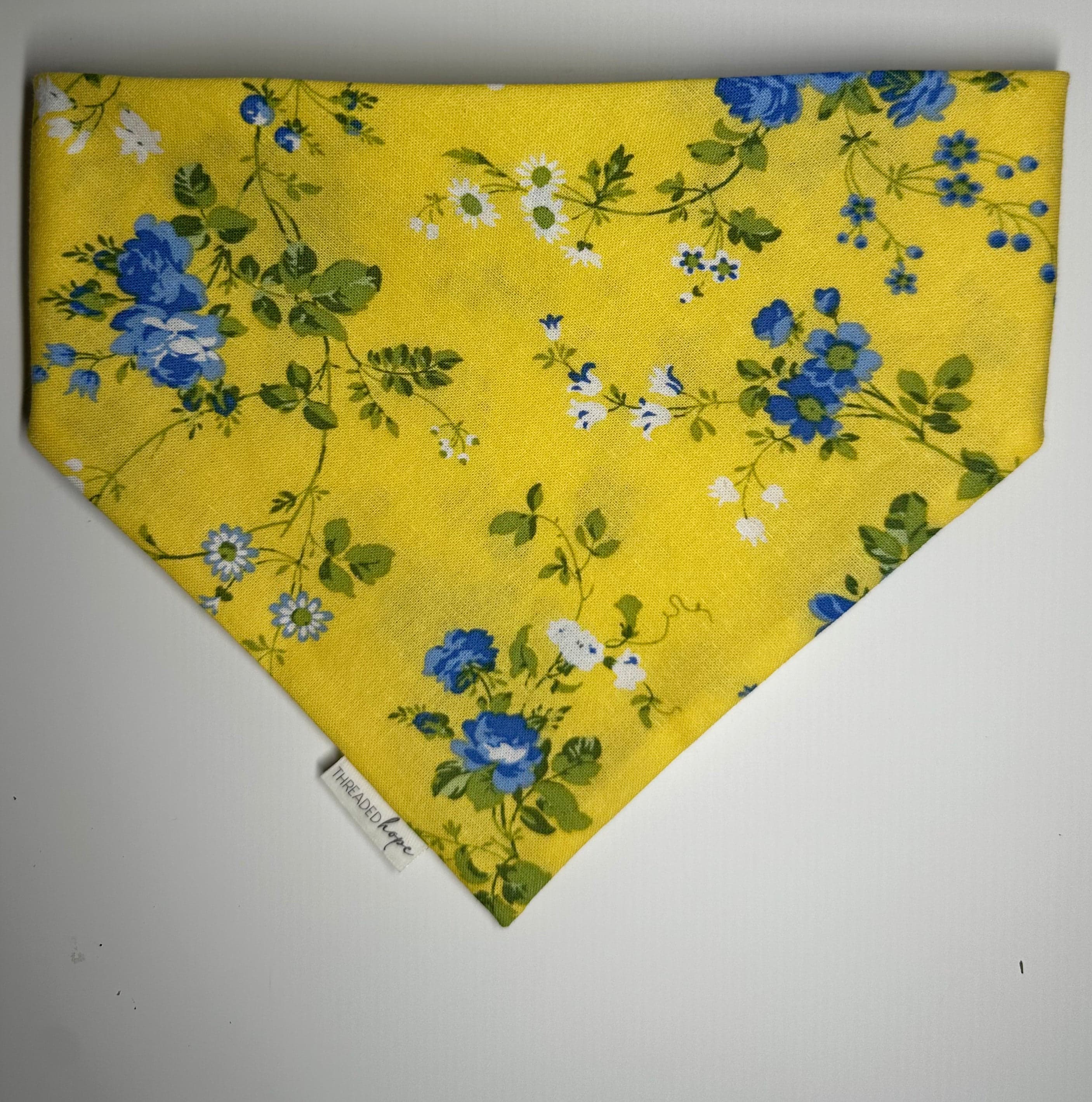 Yellow Floral Cotton Scrunch Pet Bandana