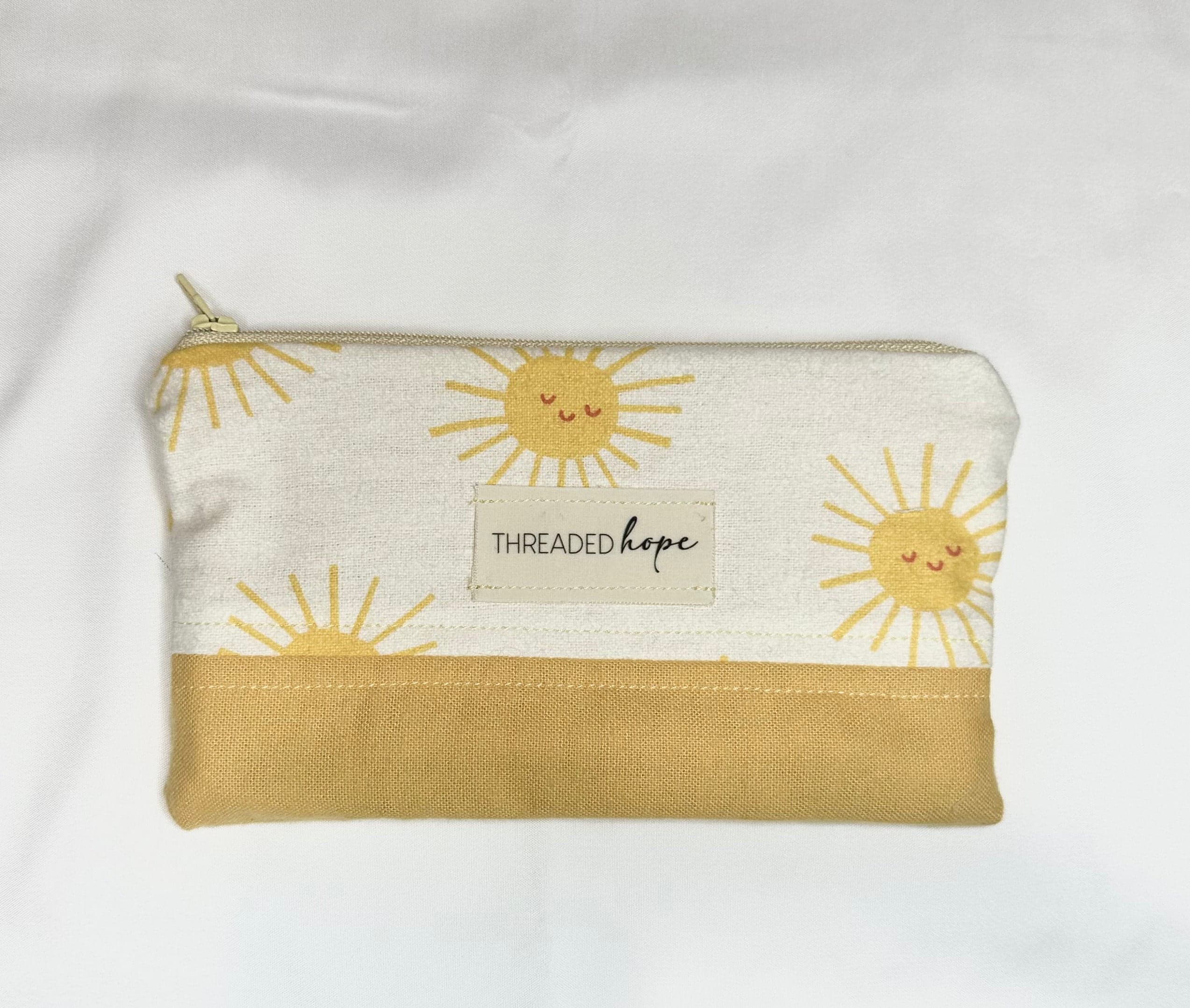 Yellow Sun Handmade Zipper Pouch (7” x 4”)